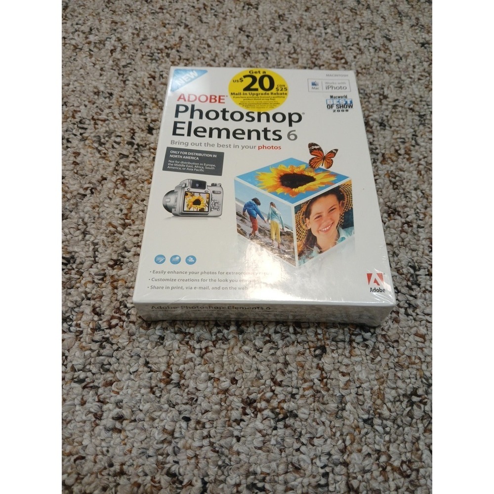 Adobe Photoshop Elements 6 Mac Sealed RTL Box 2008 iPhoto Compatible